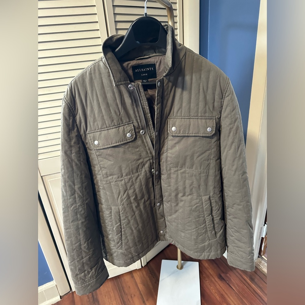 All Saints Green Lightweight Shirt Jacket